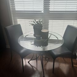 Small Pub or Bistro Table and Chairs Black And Glass 