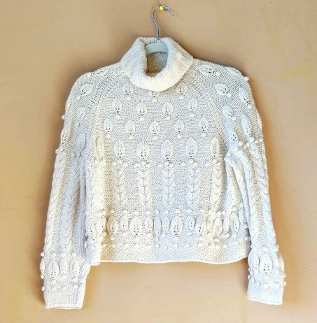 Women's turtleneck Cropped Sweater Top Pullover shirt texture Women's Size M Medium