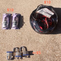 Jumper Cables, Headlights Bulbs, Padlocks