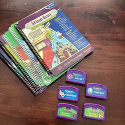 Lot of 5 Leap Frog LeapPad Books And Cartridges ages 8 and up 3 grade 