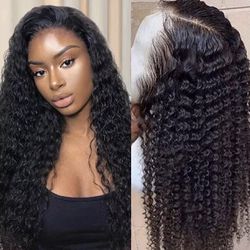 Long Lace Front Wigs Deep Wave Brazilian Virgin Remy 100% Human Hair Wigs Black
