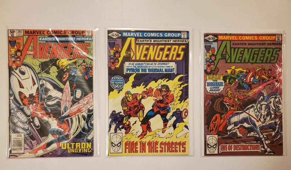 Marvel Avengers Comics #s 202, 206, And 208 Bagged And Boarded