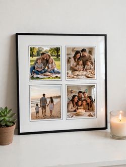 11x11 Black 4-Opening Collage Frame - Family Photo Display - NEW