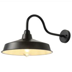 Pack Of 2 - 16 in. 1-Light Black Exterior Indoor/Outdoor HardwiredGooseneck Barn Light Fixture Industrial Wall Sconce