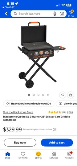 Blackstone 2-Burner 22" Scissor Cart Griddle with Hood
