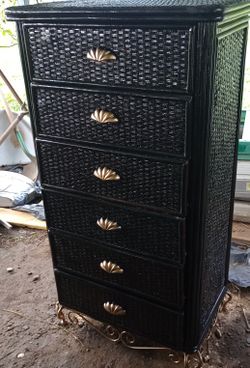 Tall Black Wicker Dresser (Ready for pickup) for Sale in Coats, NC - OfferUp