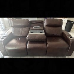 Brown Reclining Leather Couch