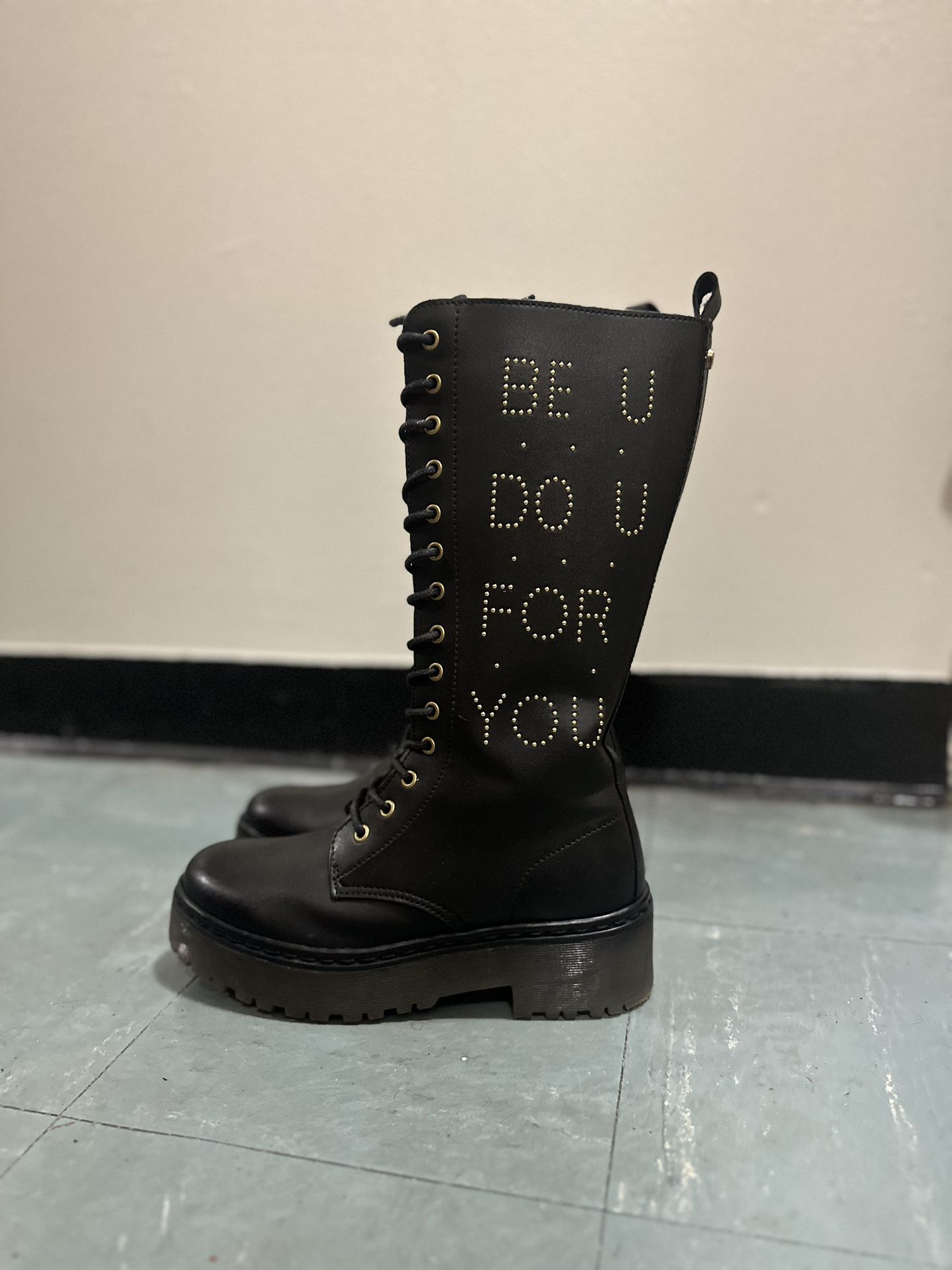 Trusardi, High Leather Boots, With Metal Letters 