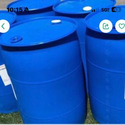 Plastic Drums, 55 Gallons . Food Grade . The Top Is Sealed with 2 Screw  Caps 2 “ 1/2.