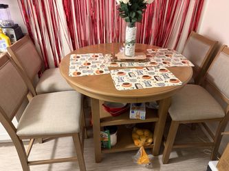 Round Counter Height Dining Table with 4 Chairs