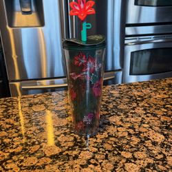 Starbucks 2022 Christmas Woodland Berry 24 oz. Venti Tumbler Flower Straw Topper