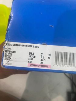 Keds Champion White Canvas Lace Up Sneakers Womens 7 Wide WF34000XW