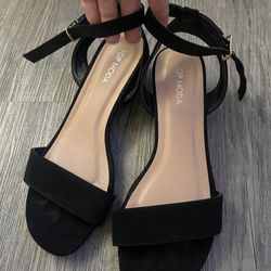 Top Moda Black Strapy Chunky Heel Size 8 1/2