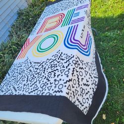 BE YOU rainbow fleece blanket/fabric 58x69"