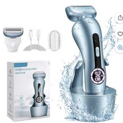 Electric Razor for Women, Painless Womens Electric Shaver, Low Noise Bikini Trimmer Body Hair Removal Rechargeable Wet/Dry Cordless Epilator with LCD 