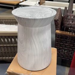 New 12.8" Cement End Tables for Patio,Faux Terrazzo Modern Small Round Side Accent Table