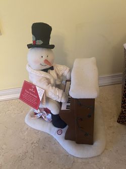 Snowman Playing Piano Christmas Toy Decor 