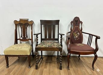 🕰️ Stunning Set of 3 Antique Accent Chairs / Odd Chairs 👑