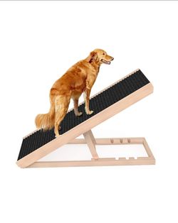 Adjustable Pet Ramp for All Dogs and Cats - Folding Portable Dog Ramp for Couch or Bed with Non Slip Carpet Surface, 40”Long and Height Adjustable fro