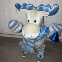 Blue and White Moose Stuffed Animal