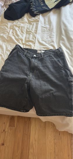 Washed Black Denim Carpenter Shorts