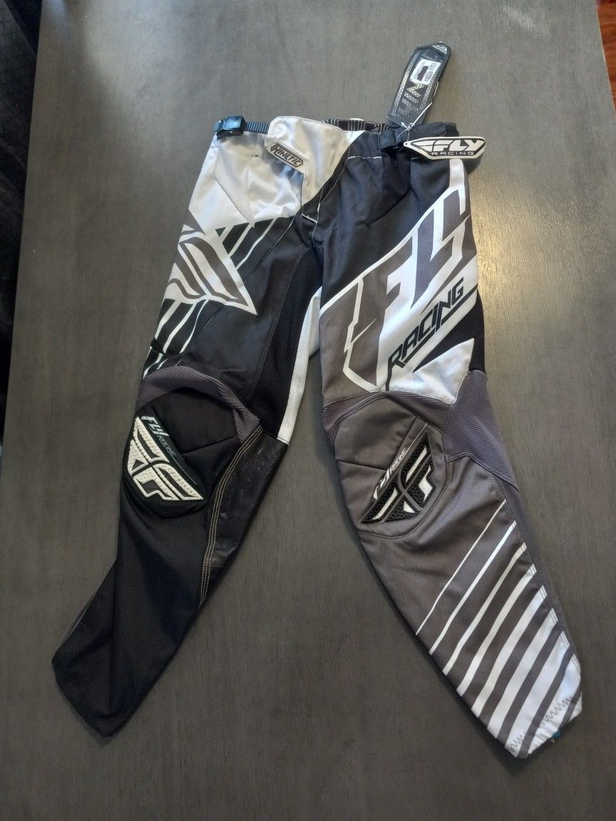 Fly Racing Kinetic Vector Race Pants Black/White/Gray Adult Size