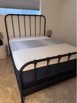 Queen bed frame, box frame, and mattress