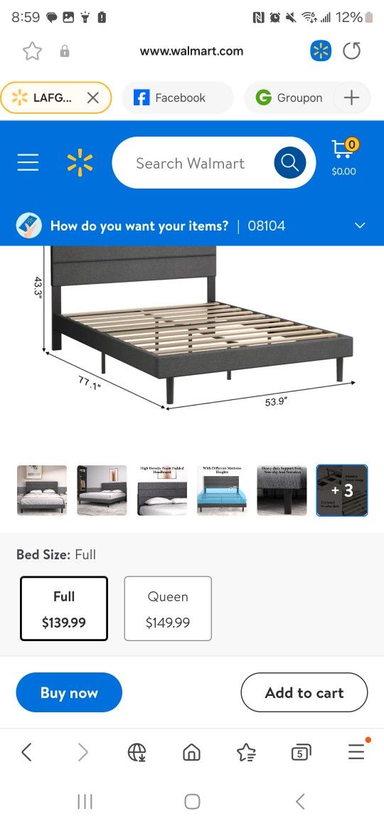 LAFGUR Full Size Platform Bed Frame with Fabric Upholstered Headboard and Wooden Slats Support, Fully Upholstered Mattress Foundation