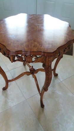 Hand Carved Wood End Table -Antique