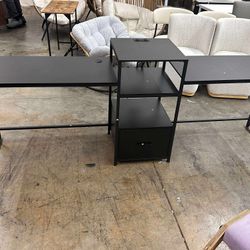 98" 2 Person Office Desk, Computer Desk with Letter/A4 File Drawer, Power Strip with USB