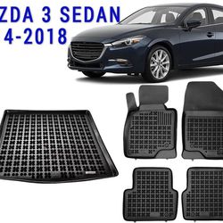 All weather floor mats trunk liner set for Mazda 3 sedan 2014-2018 custom fit