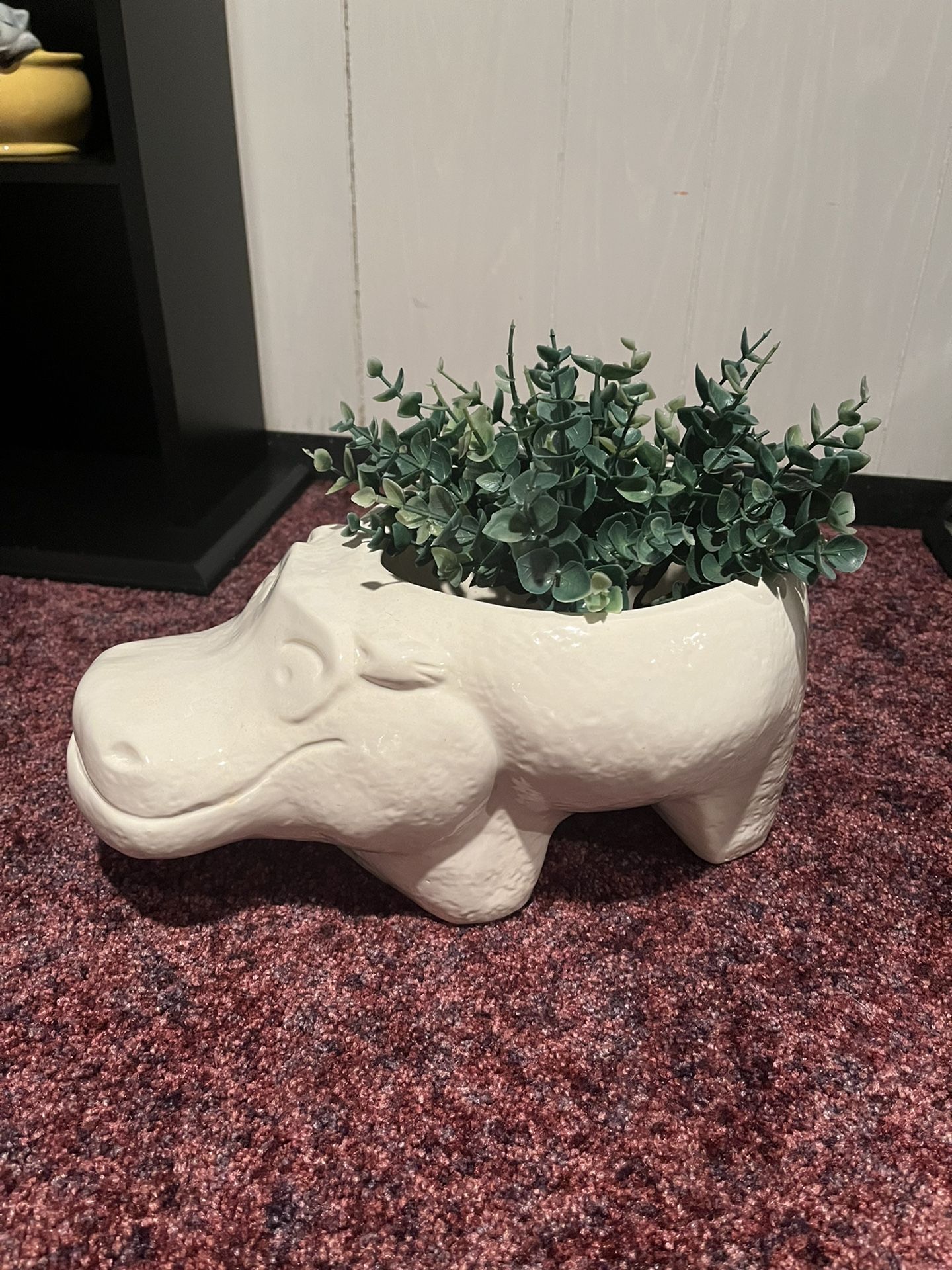 Vintage Hippo Ceramic Planter 