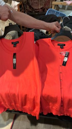 August Silk Red Sweater Set New with Tags