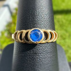 Jewelry Antique 14k solid yellow gold blue sapphire stone 0.30CTW ring sz 7.25