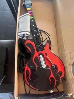 Plug and play videos games Guitar Hero Wired Guitar Controller Flame Design