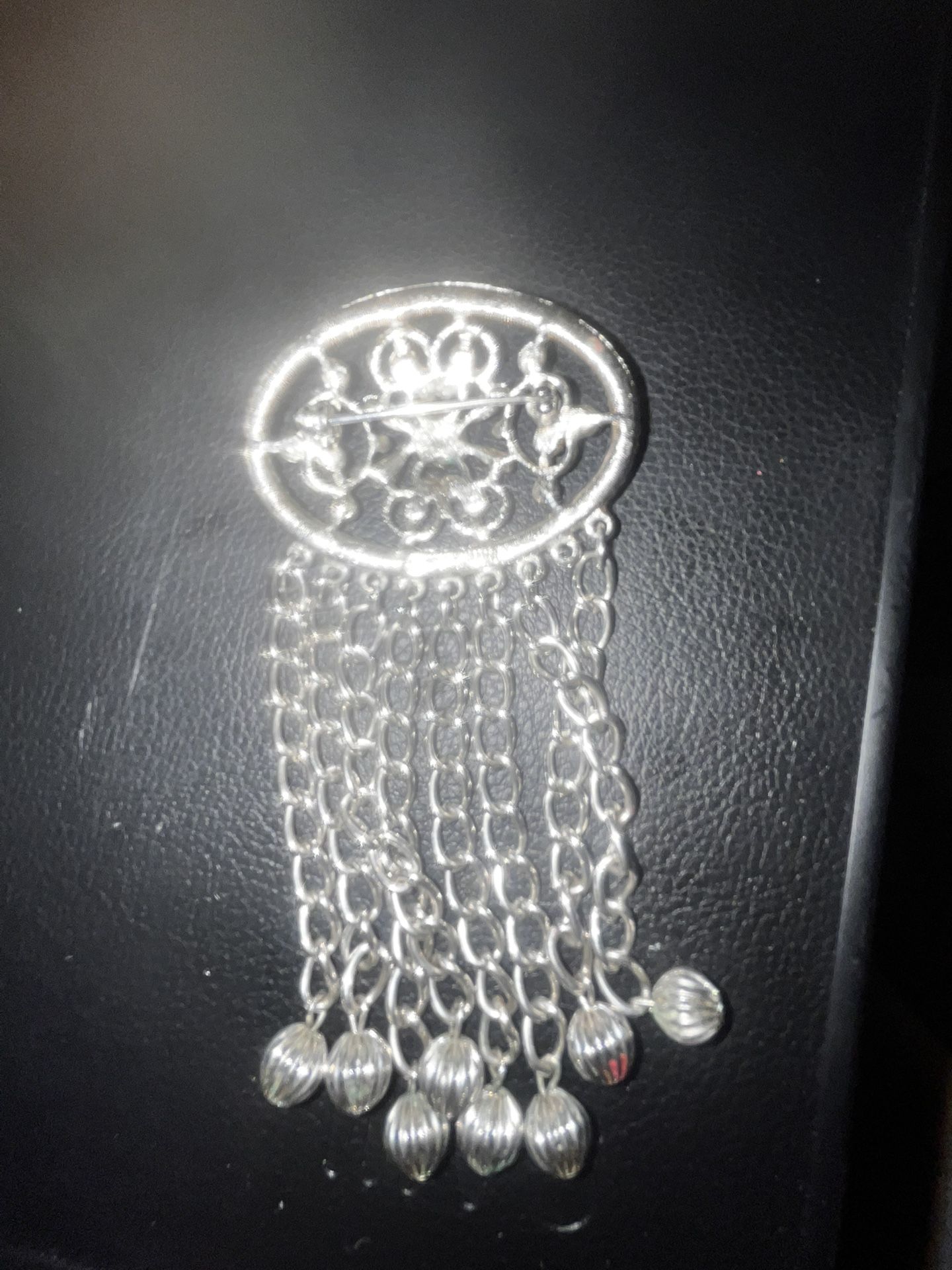 WATERFALL PIN BROOCH SILVER TONE Vtg SARAH COVENTRY SIGNED