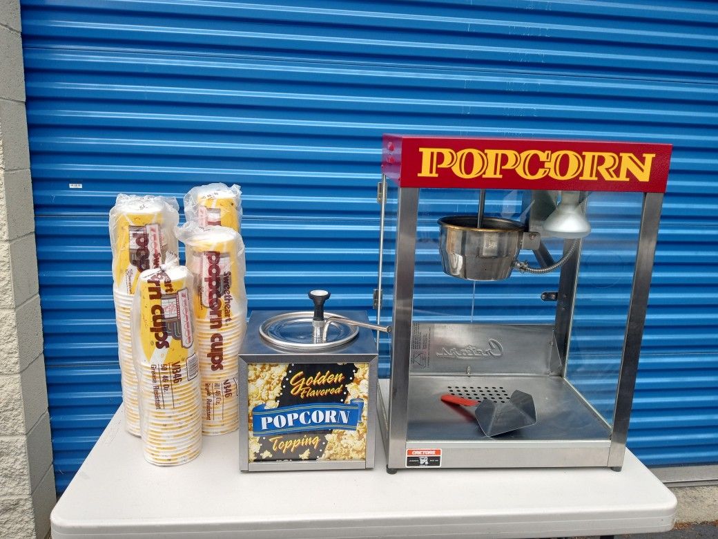 Commercial Popcorn Maker And Butter Warmer " USED ONCE LIKE NEW "