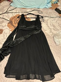 Black Chiffon Cocktail Dress with Satin Sash