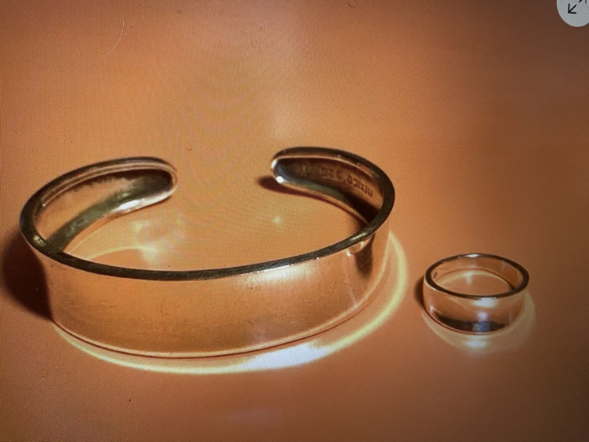 Sterling Silver Charming Cuff Bracelet & Ring Set