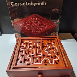 Classic Wooden Labyrinth Board Game with Original Box - Nostalgic Puzzle Challenge - needs marble