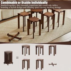 Round Stackable Stools Set of 6