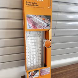 Rotary Cutter and Ruler Combo - 24" x 6" Fabric Cutter with Gridlines - Craft Supplies, New in Box