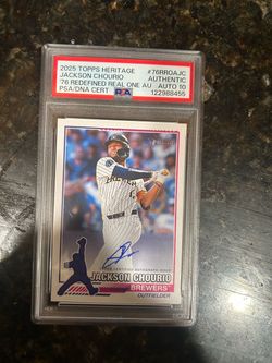 2025 Topps Heritage Jackson Chourio Auto PSA Authentic baseball card