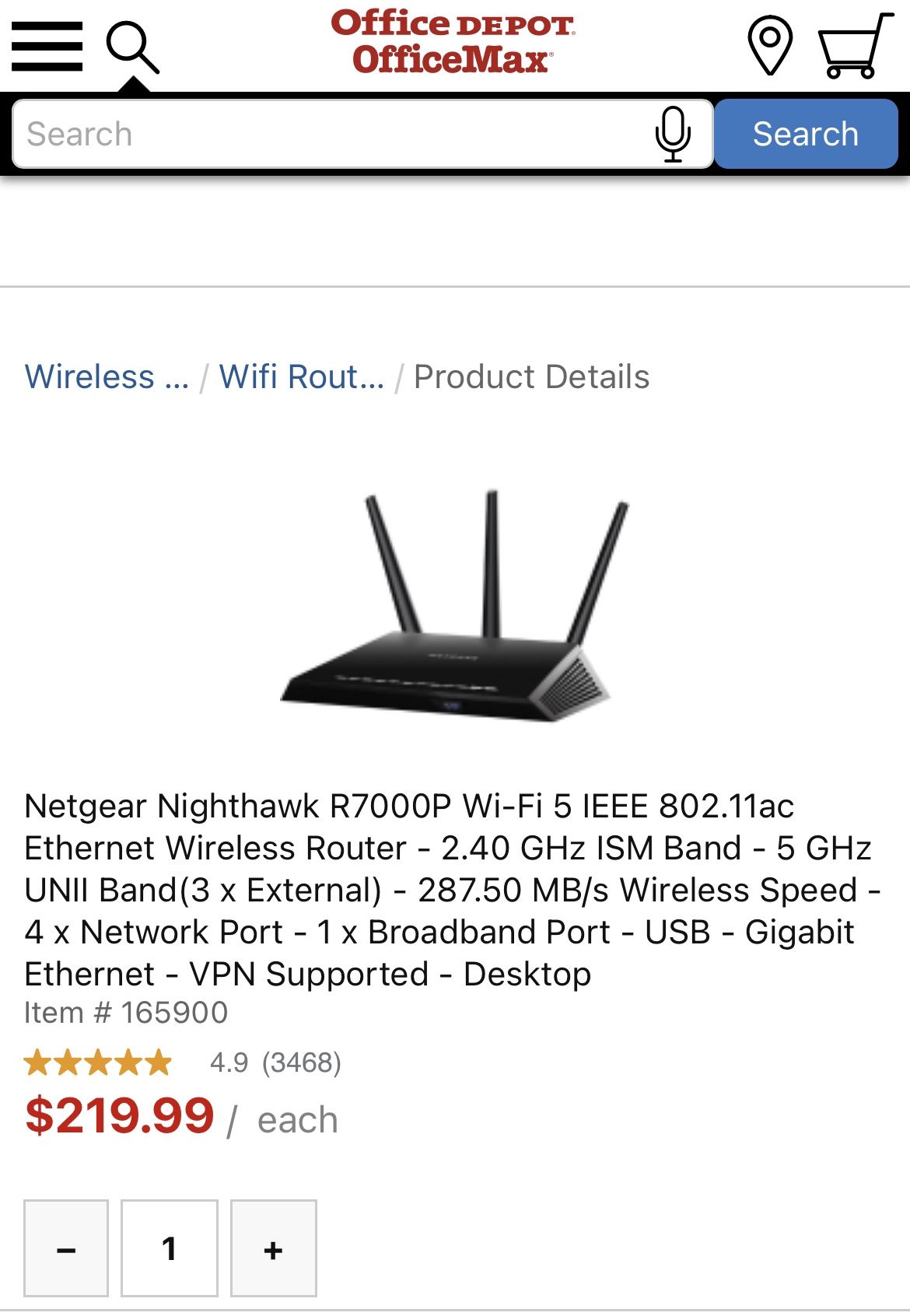 NETGEAR - R7000P-100NAS Nighthawk WiFi Router 