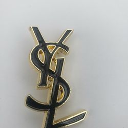 YSL Black And Gold Brooch