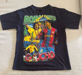 Marino Morwood Ronaldinho Graphic T-Shirt Size Large Black Double Sided Rare