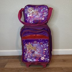Barbie Pink Kids School Trolley with Lunch box