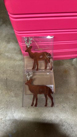Flocked Deer Christmas Ornaments Set of 2