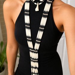 Handmade Tribal Bone Bead Necklace & Bracelet Set – Boho Statement Jewelry