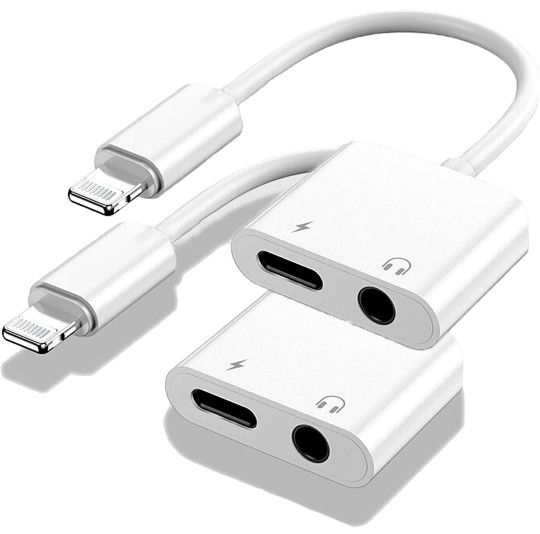 Apple MFi Certified 2 Pack Lightning to 3.5mm Headphones Jack Adapter for iPhone Dongle 2 in 1 Charger and Aux

